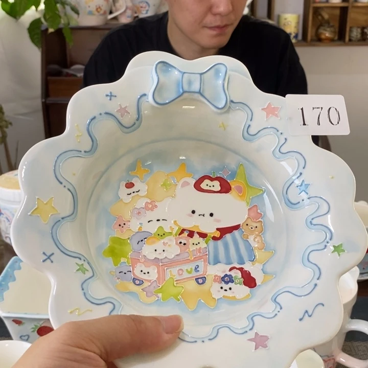 瓷片景德镇釉下彩手绘