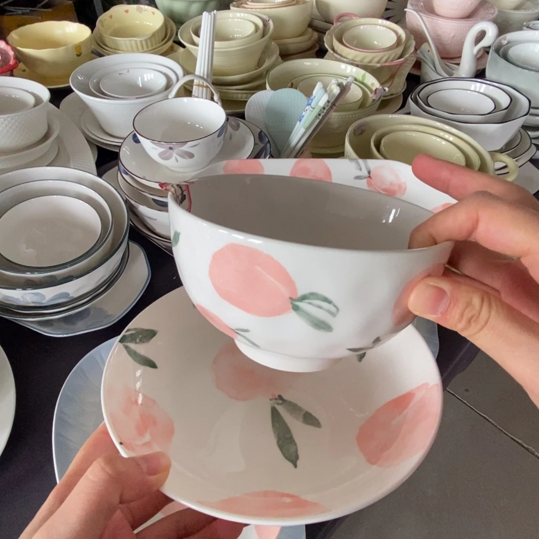 瓷六个五寸米饭碗 四个七寸盘