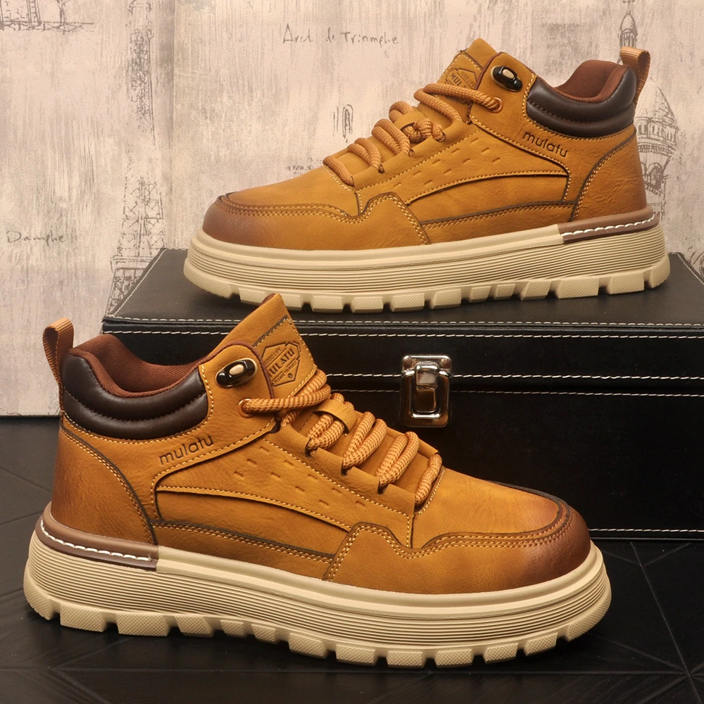 2025年秋季真皮马丁靴男士增高厚底英伦棉鞋户外高帮工装靴皮靴子