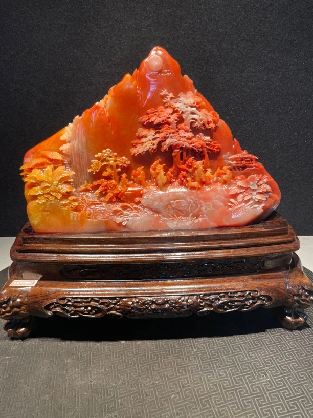 寿山石锦绣前程摆件玄关客厅家居办公室书房乔迁收藏