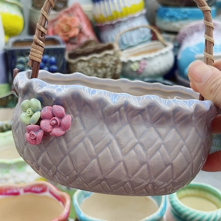 多肉绿植陶瓷花盆9.9包邮，有孔