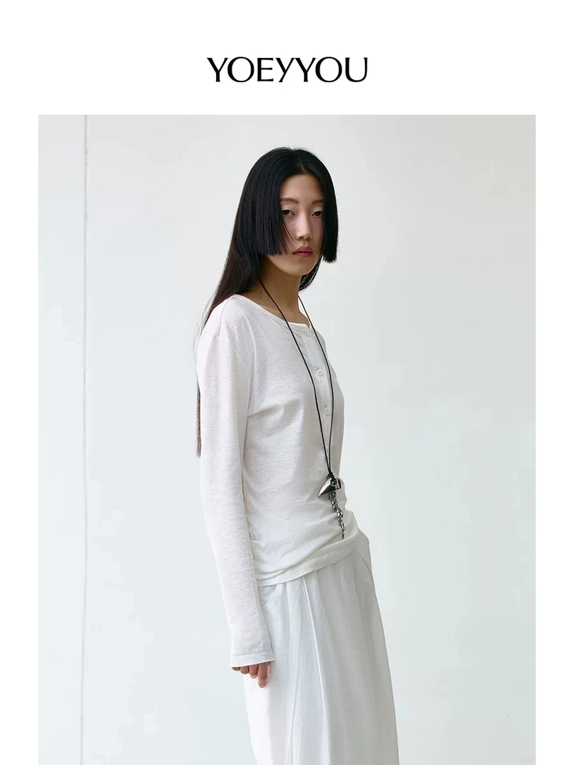YOEYYOU 亚麻薄款T恤