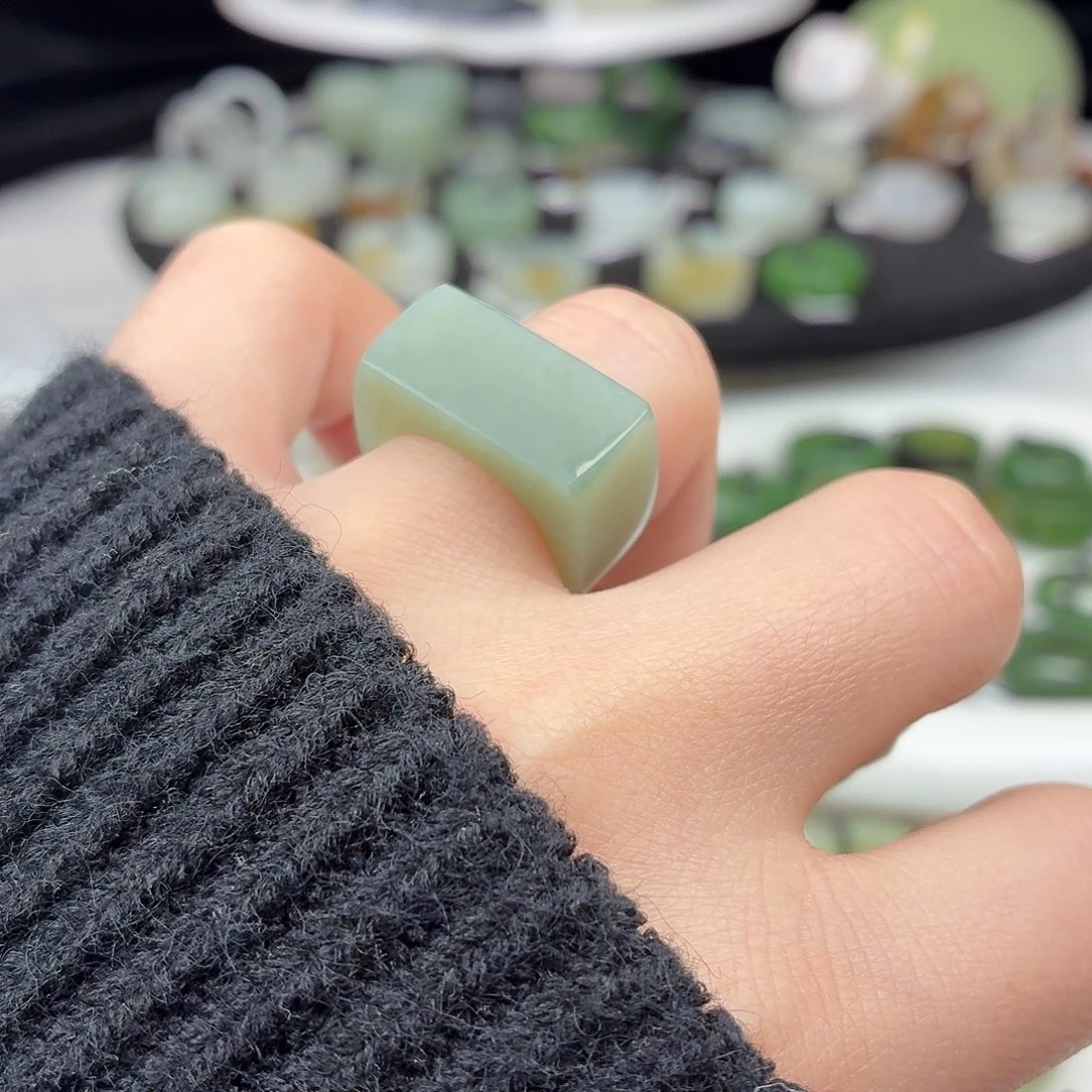 和田玉未镶嵌戒指S133俄蓝马鞍16.4