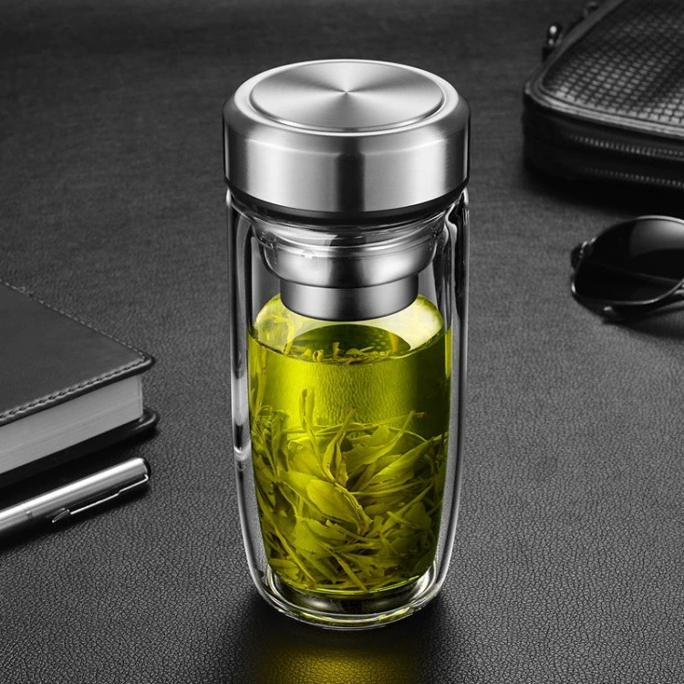 高档车载双层高硼硅玻璃水杯大容量男士商务家用透明鹅蛋茶水杯子