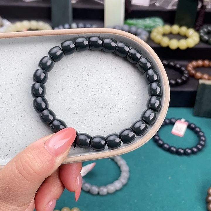 和田玉未镶嵌手链新疆喀拉喀什河沙枣青蓝调特一细卡9