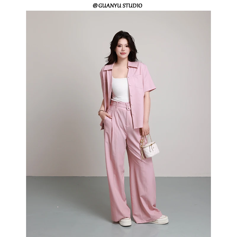 【夏日序章】蛋妹大码女装春季胖m遮肉显瘦休闲时尚套装DM27001