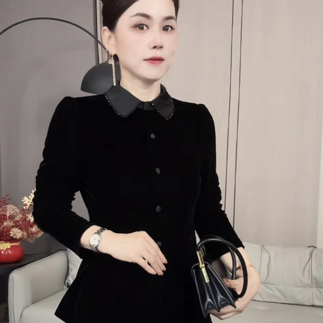 新款面膜丝绒收腰显瘦衬衫气质百搭上衣