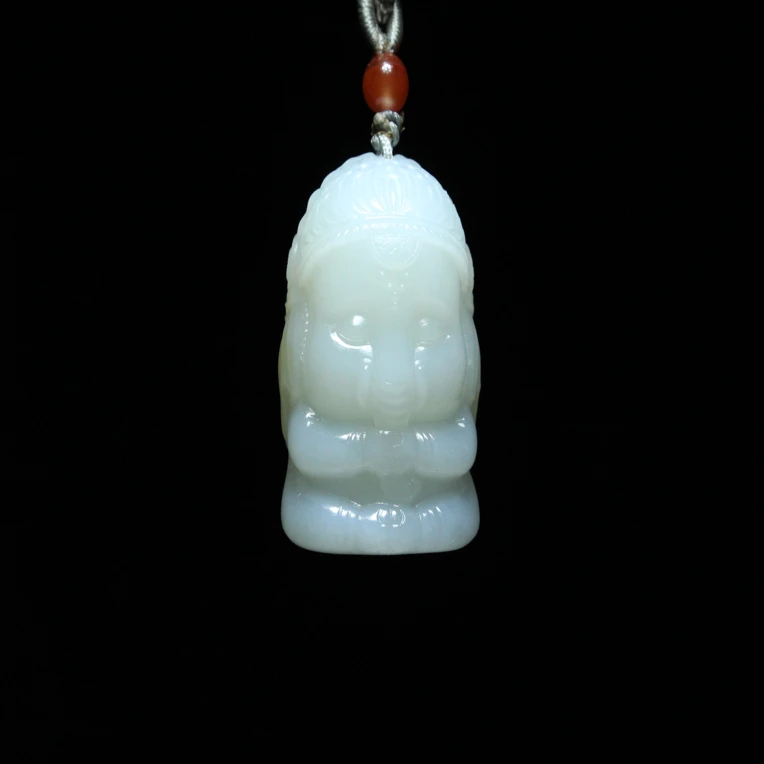 天然和田玉白玉象神 如意吉祥 尺寸24/33.5/18mm，重量：24.57g