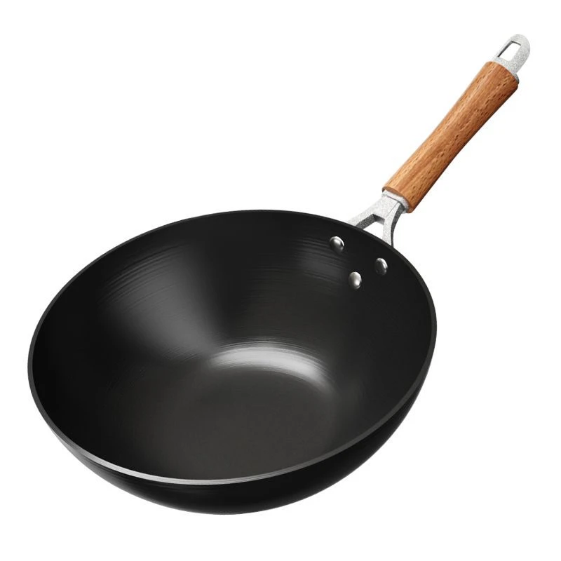 锤纹铁锅家用炒菜锅老式无涂层熟铁炒锅免开锅不易粘