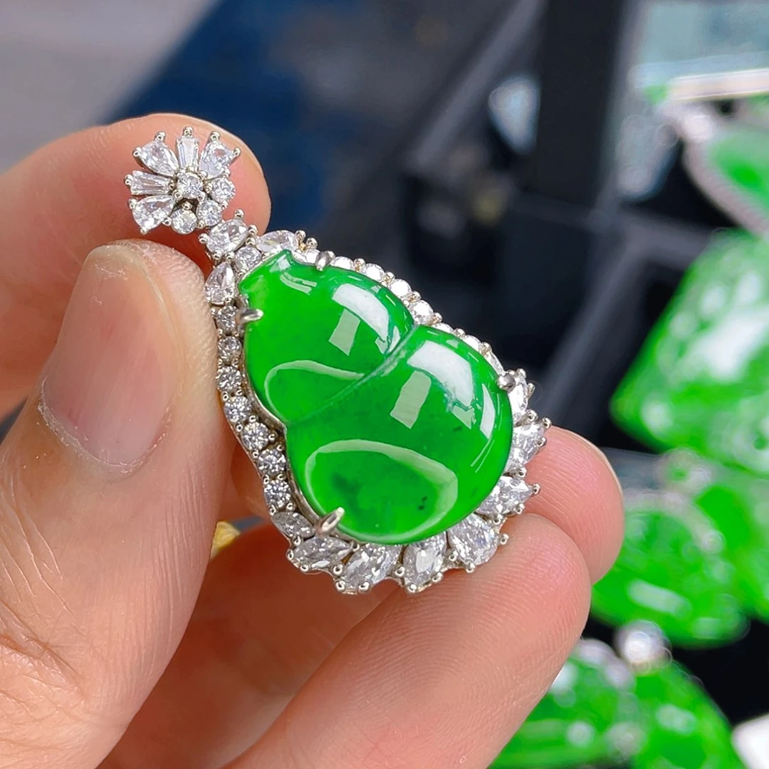 翡翠银S925镶嵌吊坠(不含链)