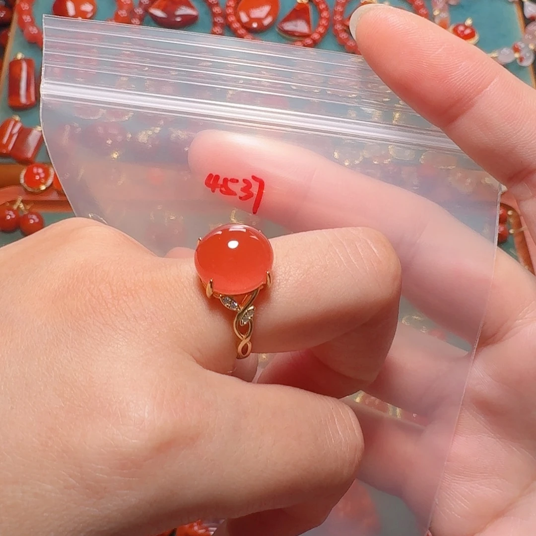 南红玛瑙银S925镶嵌戒指