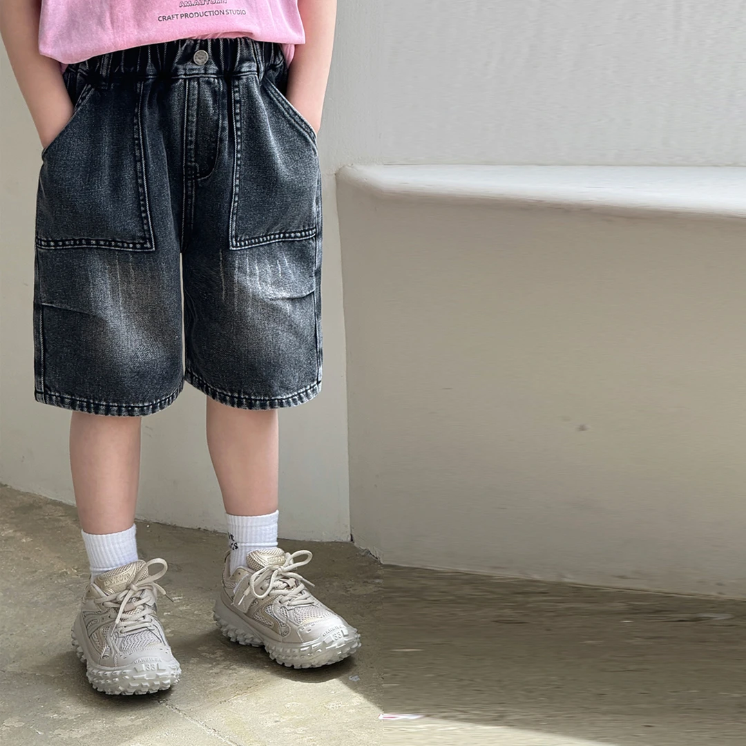 现货「AM AUTUMN」【型走天下】时髦直筒牛仔男夏薄五分中裤BX5196