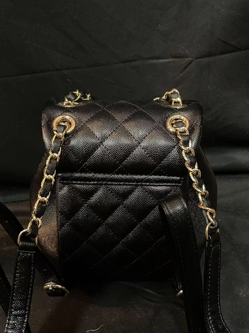 LQ-WITH-QUEEN真皮女包双肩包黑色-迷你