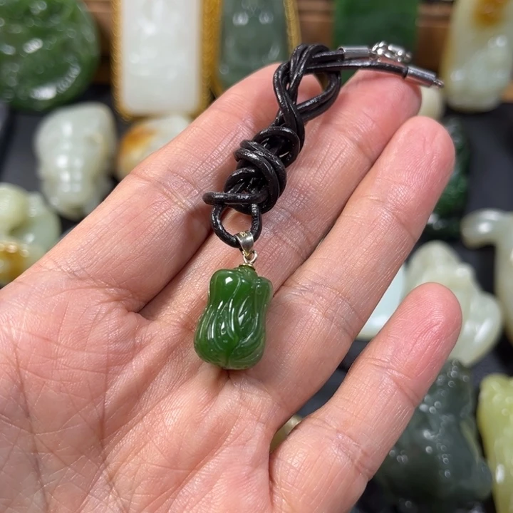 和田玉（碧玉）银S925镶嵌挂件