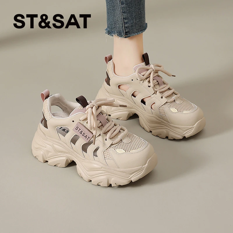 星期六溯溪鞋女款2025新款夏季包头凉鞋厚底洞洞鞋镂空透气老爹鞋