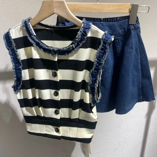 5509儿童条纹牛仔套装