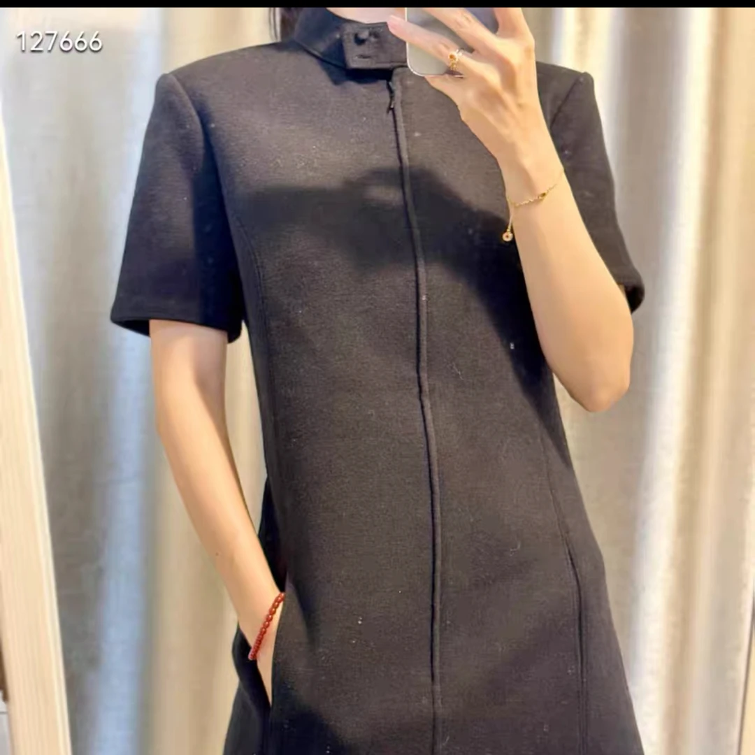 99新 YSL/圣罗兰 YSL小立领黑色连衣裙 38码 503