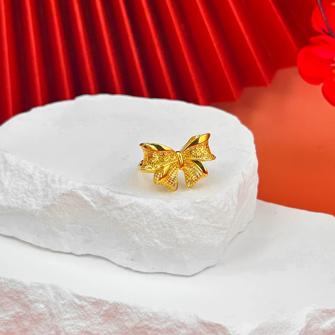 足银戒指 蝴蝶结戒指