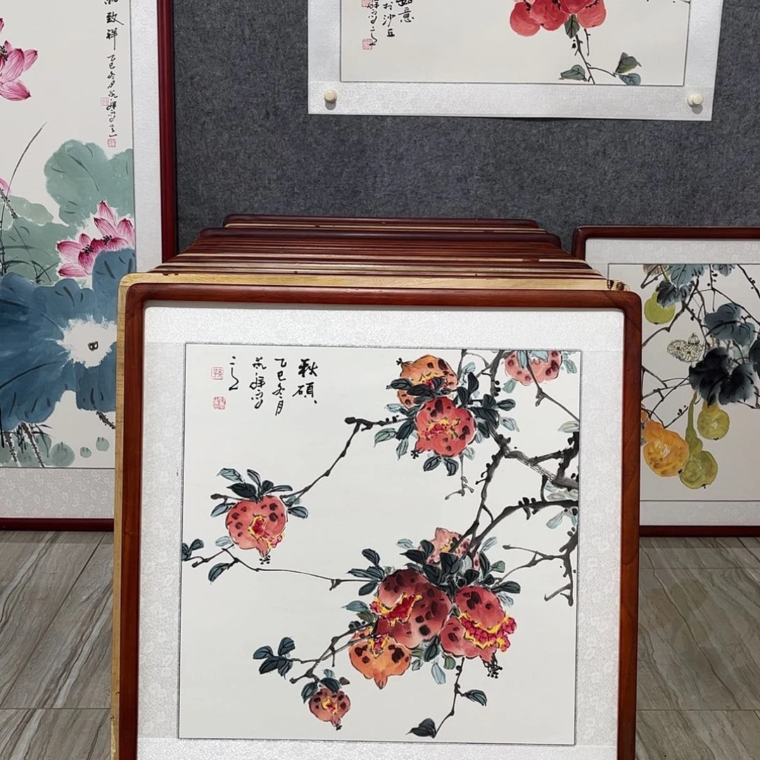 国画书画作品带框63×63