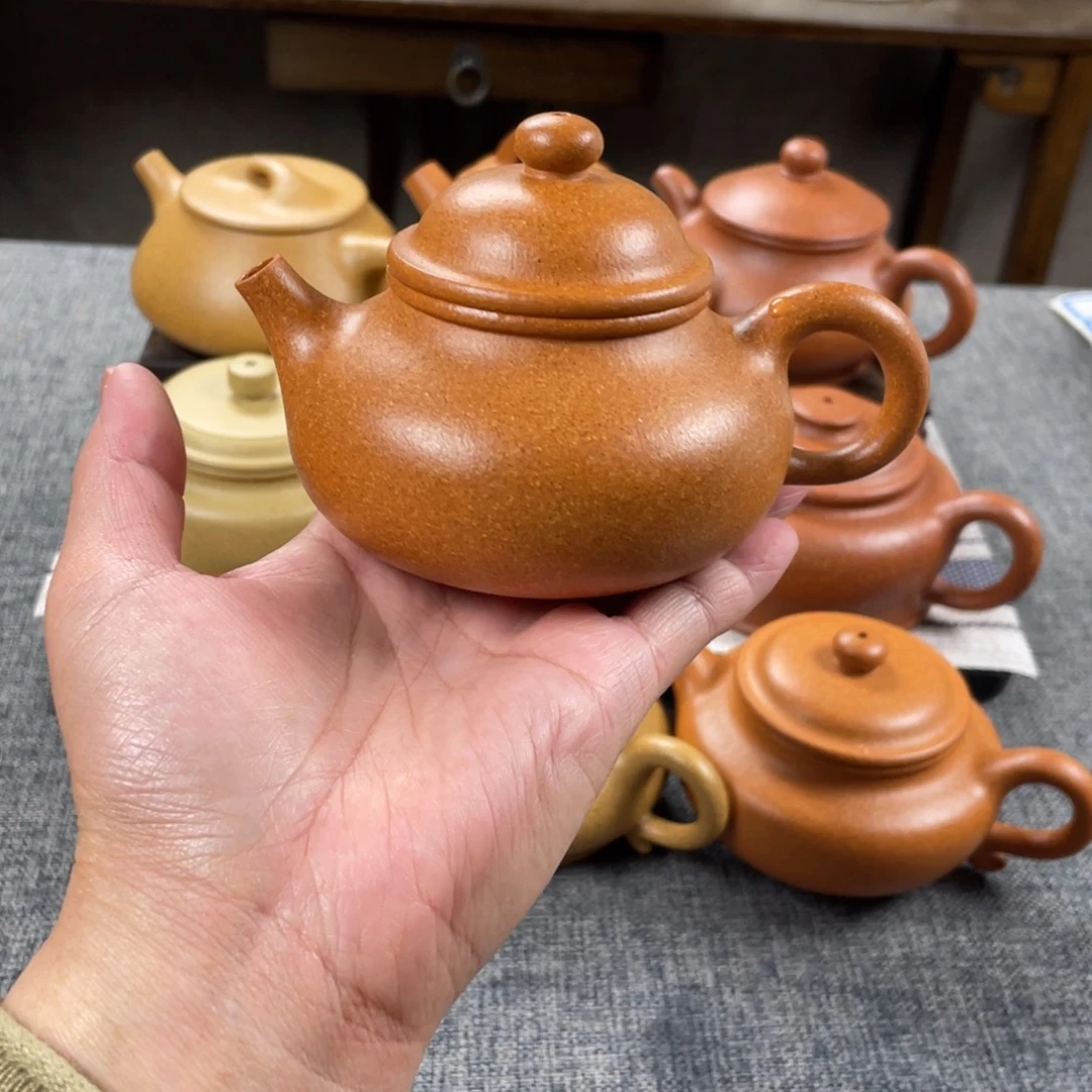 紫砂茶壶金黄段泥容天全手30目170手工泥