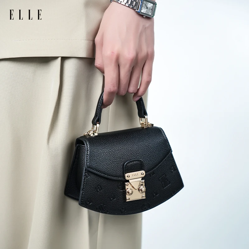 ELLE25年新款女士爆款通勤百搭气质便携包手提荔枝纹精致斜挎包W