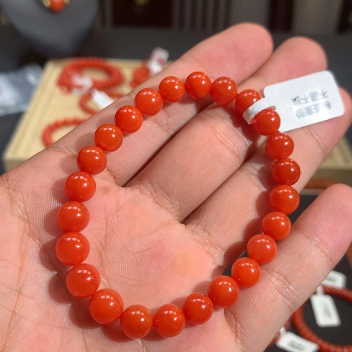 未镶嵌单圈南红玛瑙8mm➕冷水河鲜柿子红
