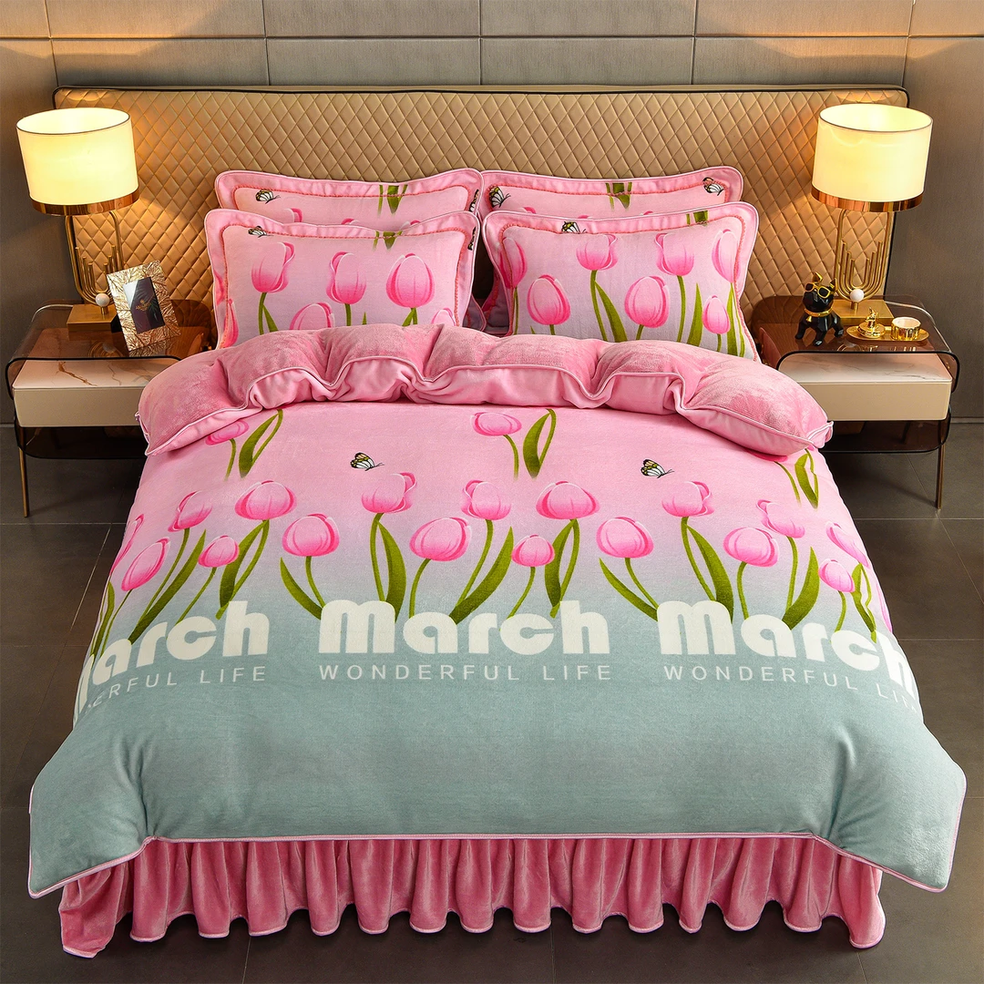 2025新款高克重牛奶绒四件套保暖四件套防静电床上用品