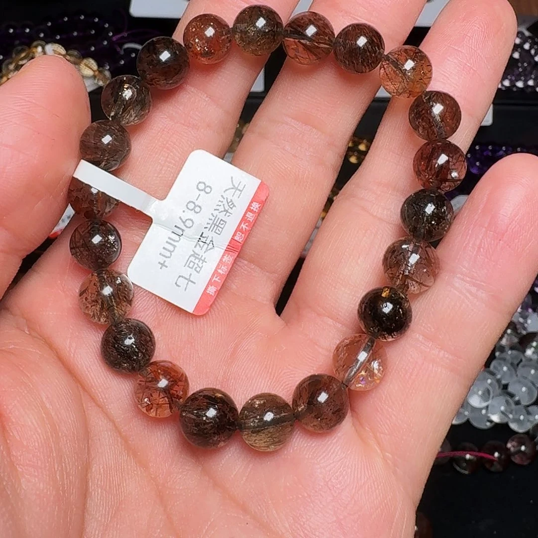 水晶手链未镶嵌黑金超七8mm