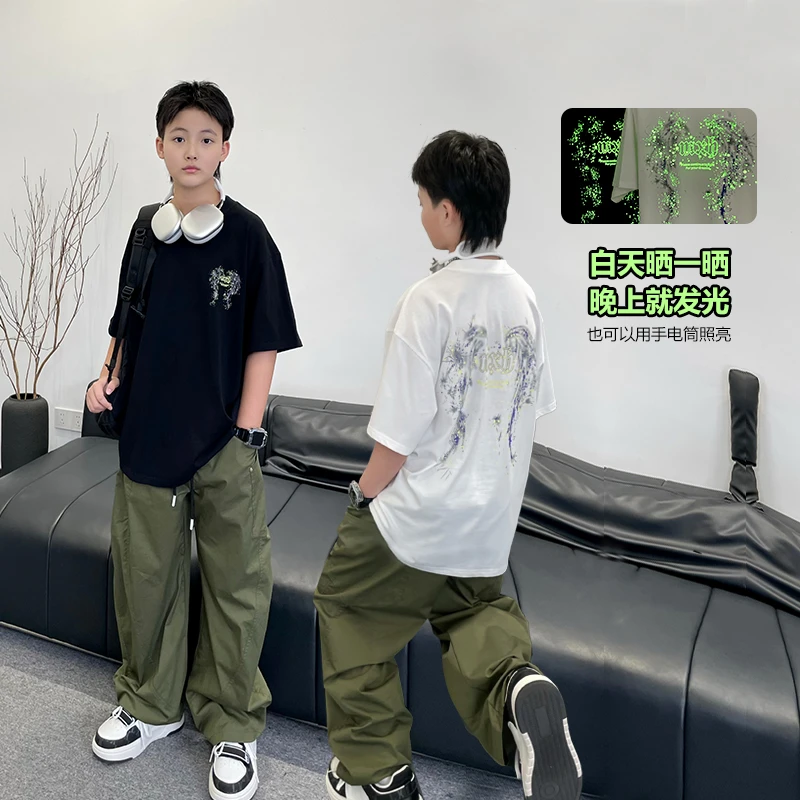 XT1570小赖家亲子休闲短袖T夏季中大童百搭宽松儿童上衣潮流ins