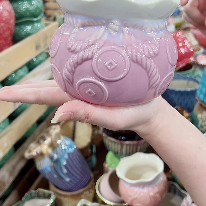 有孔，凑单福利满10元发货陶瓷多肉花盆！