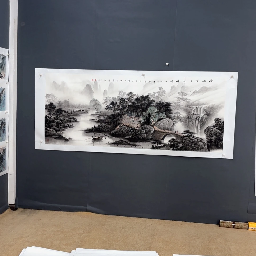 国画真*✔李益民中八山水朱