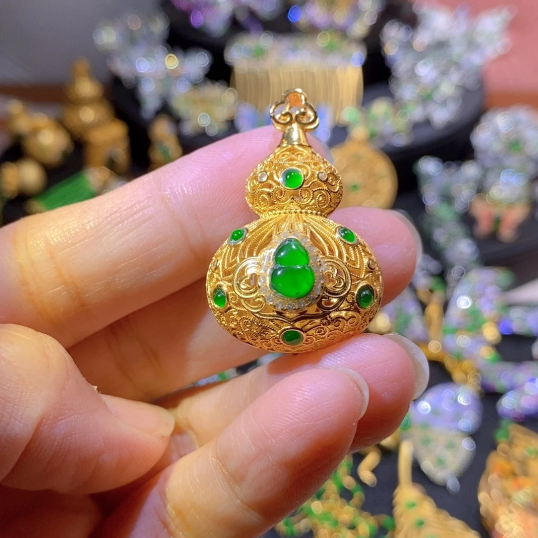 吊坠(不含链)银S925镶嵌翡翠