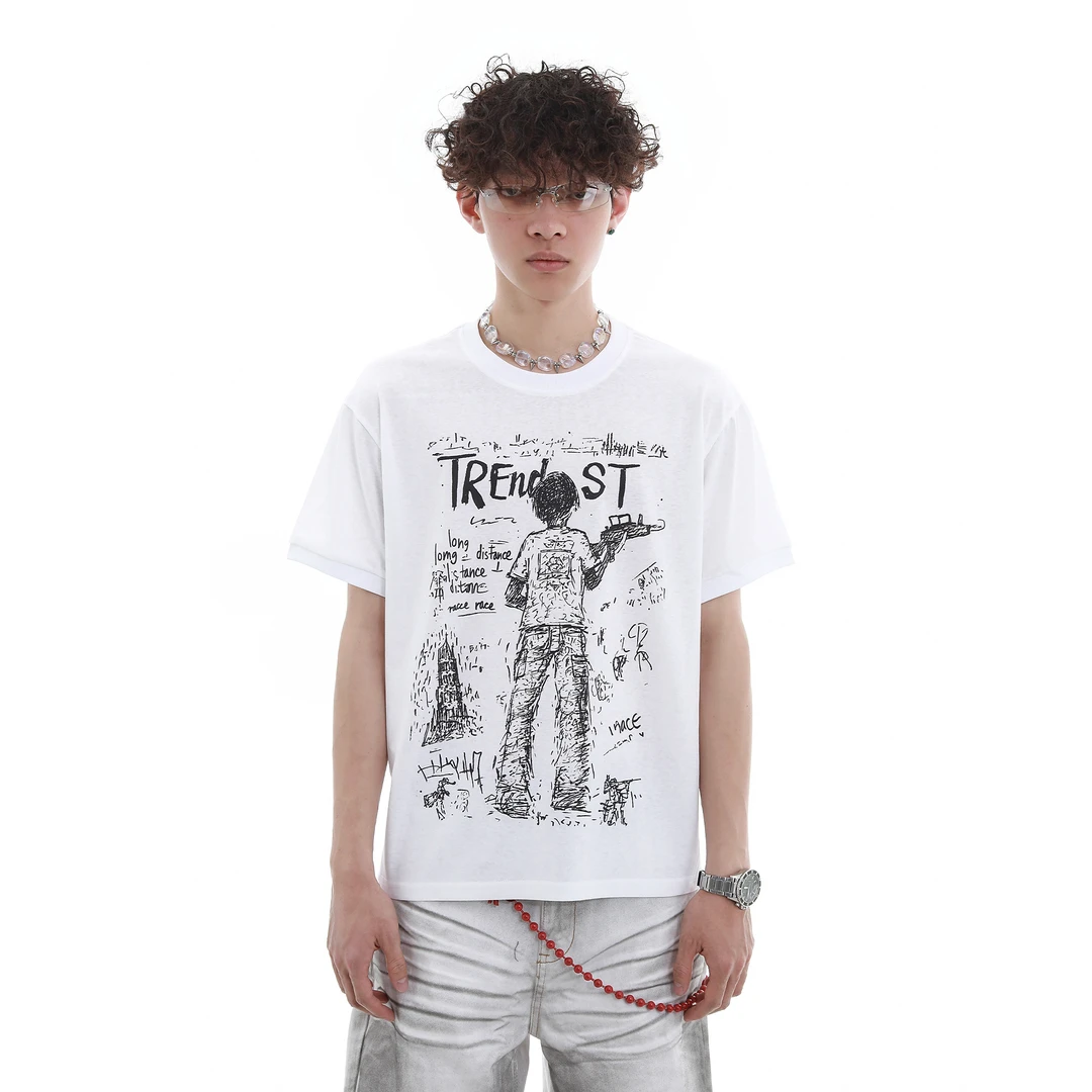 战争短袖 合身版型 螺纹袖口 数码直喷印花夏季凉感透气短宽T恤男