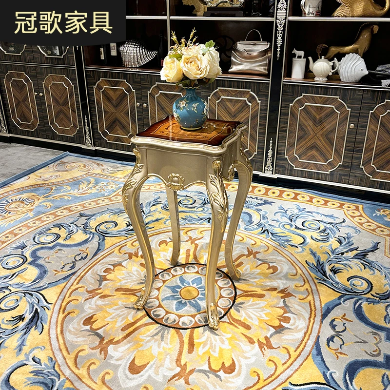 法式实木花架 欧式宫廷奢华雕花置物架落地式新古典花盆架家具