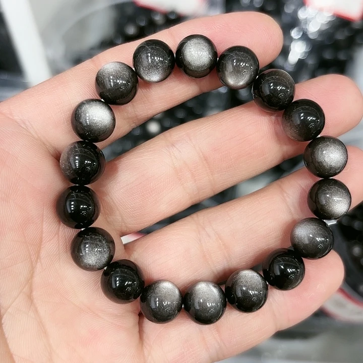 水晶手链未镶嵌银曜石