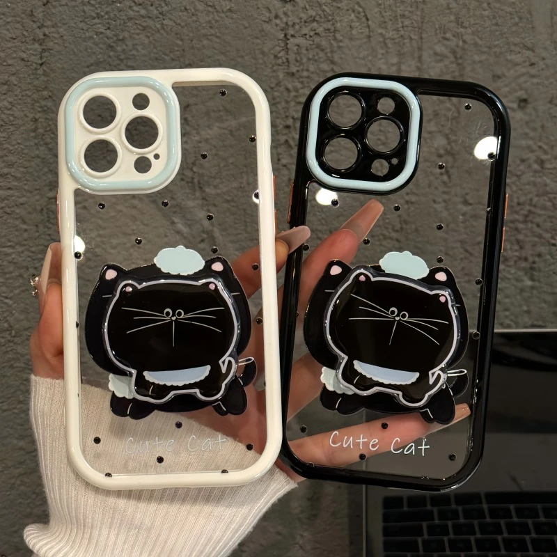 大头猫咪适用苹果16pro手机壳iPhone15奶油壳华为p简约小米15小众