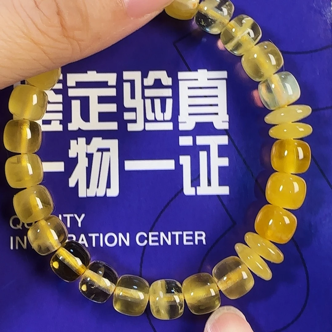 蜜蜡未镶嵌手链焦皮料荧光拉丝8mm设计款手串