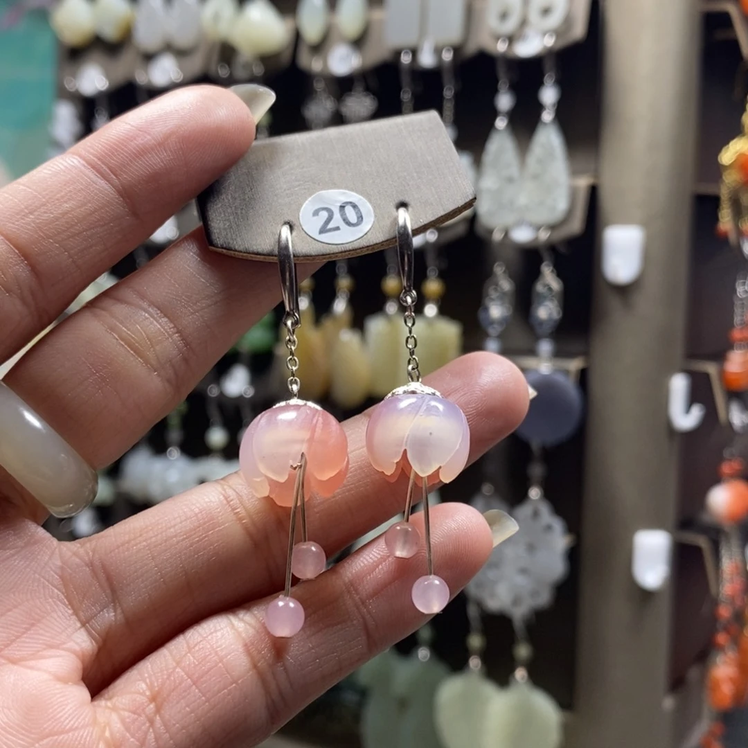 玛瑙/玉髓耳钉银S925镶嵌嘟**?