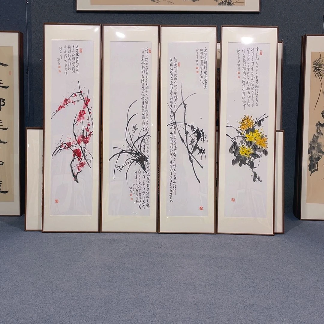 国画手绘作品带框