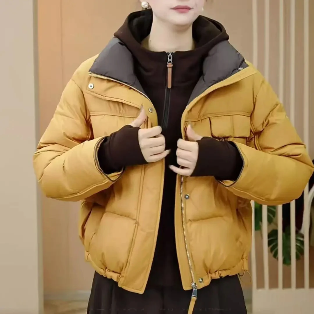 2025冬季新品时尚百搭羽绒设计感加绒保暖女士长袖外套上衣8334