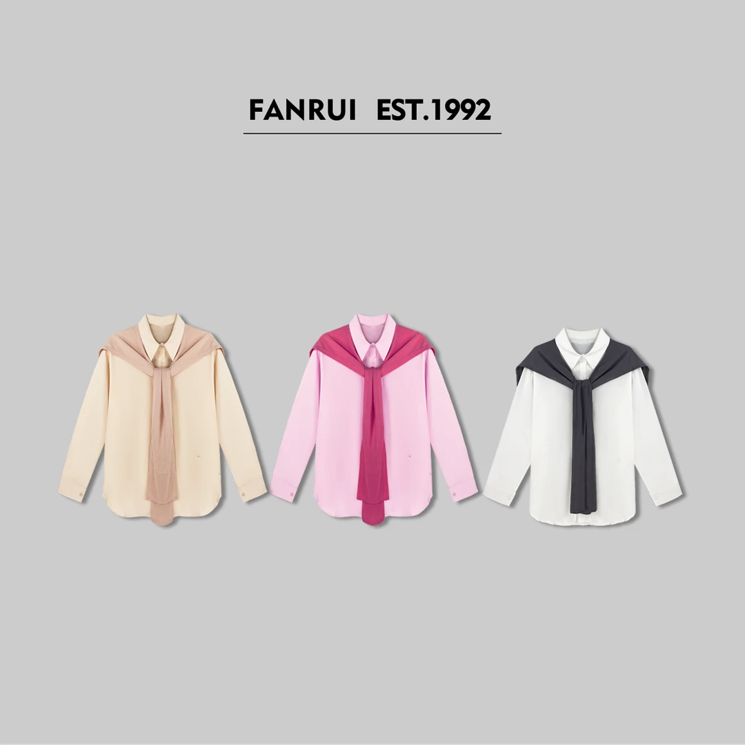 FANRUI/泛芮「春天的故事」精梳棉洋气百搭设计感衬衫B15129