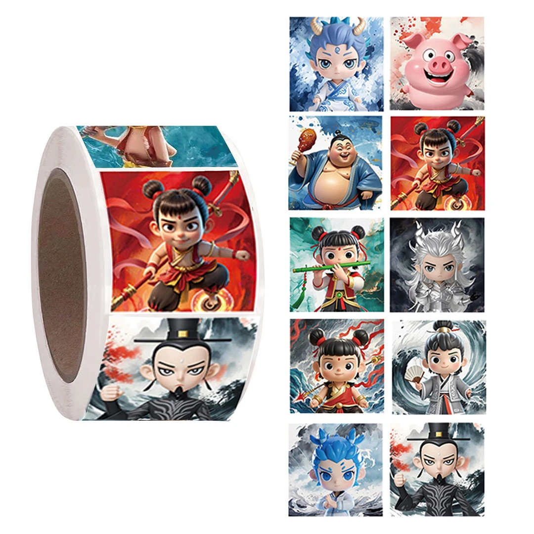 哪吒2之魔童闹海500张/卷卡通哪吒动漫贴纸手帐装饰桌面贴画diy