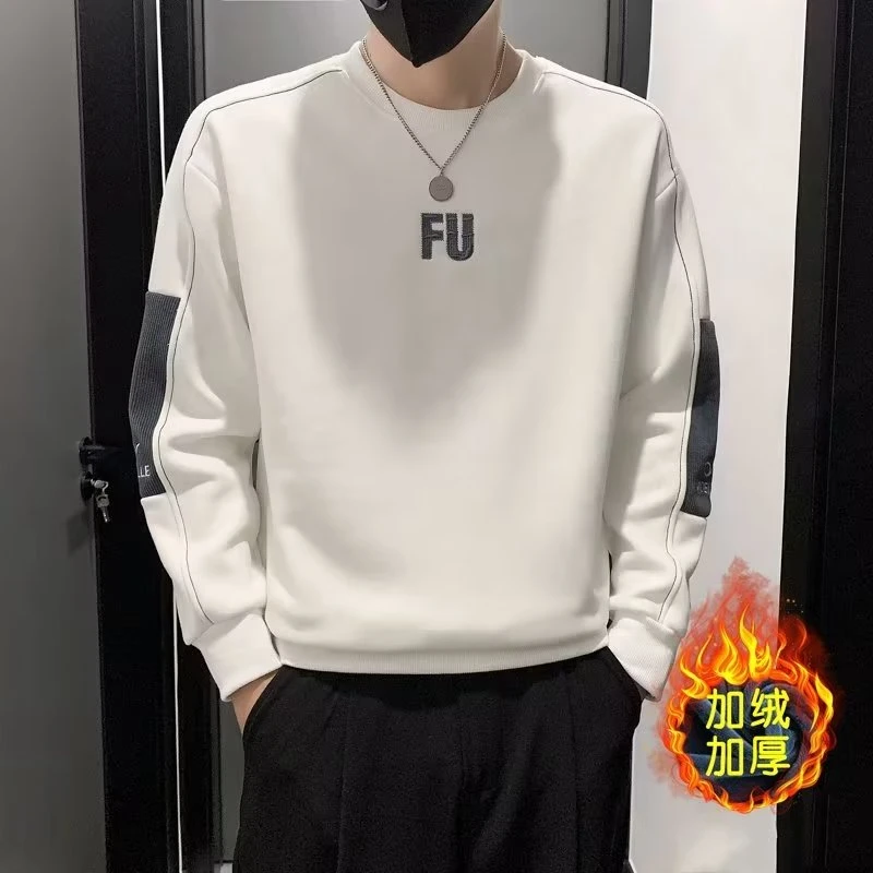 M04-BY秋冬季加绒加厚卫衣男女打底衫潮流圆领套头上衣百搭体恤