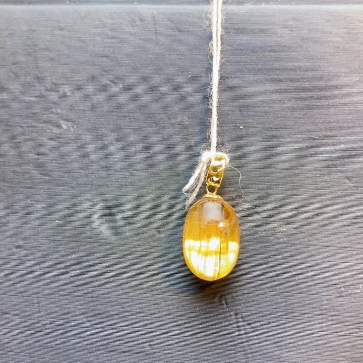 颈饰18K金镶嵌发晶天然钛晶蛋面锁骨链吊坠