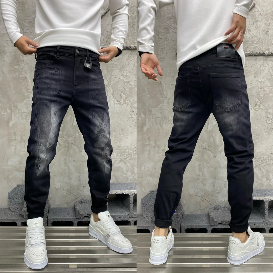 7239男士秋冬印花小脚牛仔裤