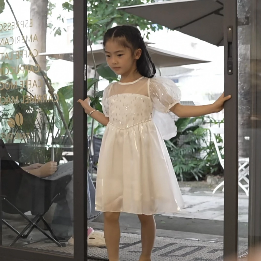 2025夏季短袖吊带裙/背心裙女连衣裙泡泡袖婚纱礼服女童洋气