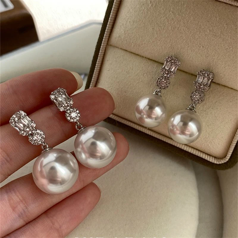 合金耳饰 戴妃款耳钉耳夹无耳洞人造珠珠耳环镶钻小众轻奢高级感