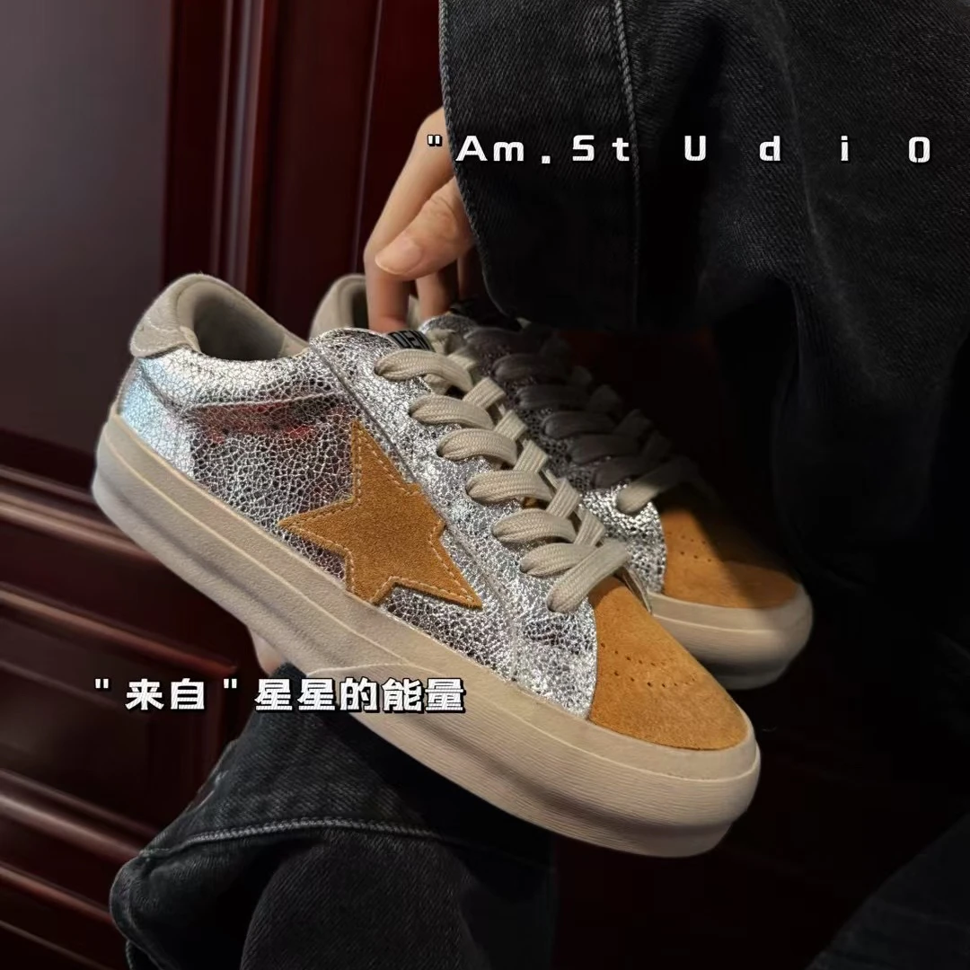 2025年春季新款韩版ins超火星星鞋做旧复古脏脏鞋休闲小脏鞋女潮