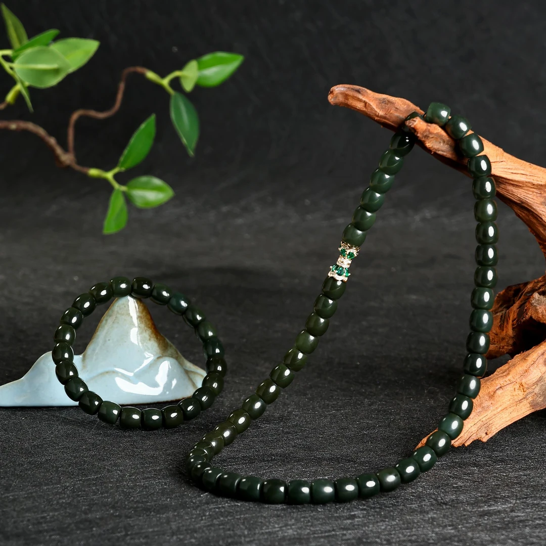 【矿姐珠宝】和田玉老型珠项链9-10mm项链气质时尚项链