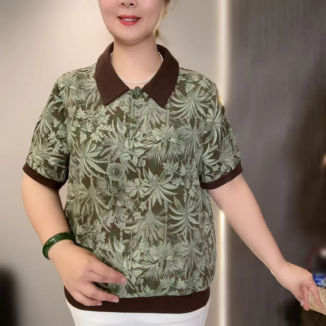 夏季轻薄凉快时尚洋气娃娃领宽松上衣短袖气质休闲小衫夏季百搭
